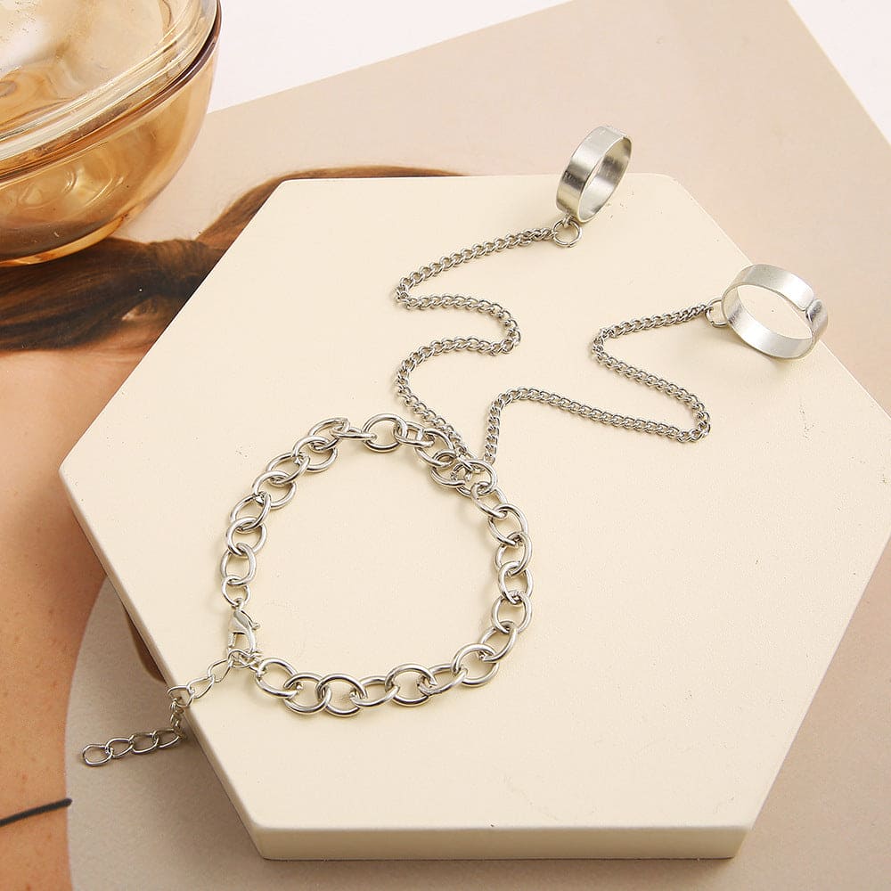 Unique Double Rings Finger Bracelets For Women And Men, 2 Ring Chain Bracelet, Double Rings Finger Bracelet, Adjustable Bracelets Hand Chain Wristband, Tassel Rings with Chain Wide Rings For Women Men Unique Double Rings Finger Bracelets For Women And Men, 2 Ring Chain Bracelet, Double Rings Finger Bracelet, Adjustable Bracelets Hand Chain Wristband, Tassel Rings with Chain Wide Rings For Women Men